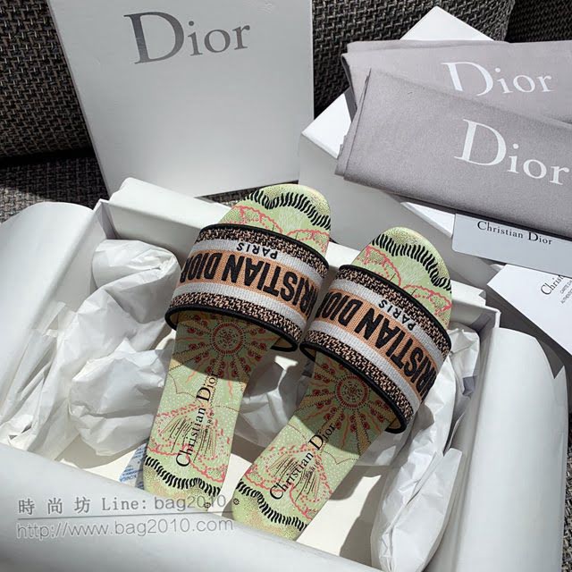 DIOR女鞋 迪奧2021專櫃新款磨砂新大底涼拖 Dior一字型刺繡平拖  naq1499